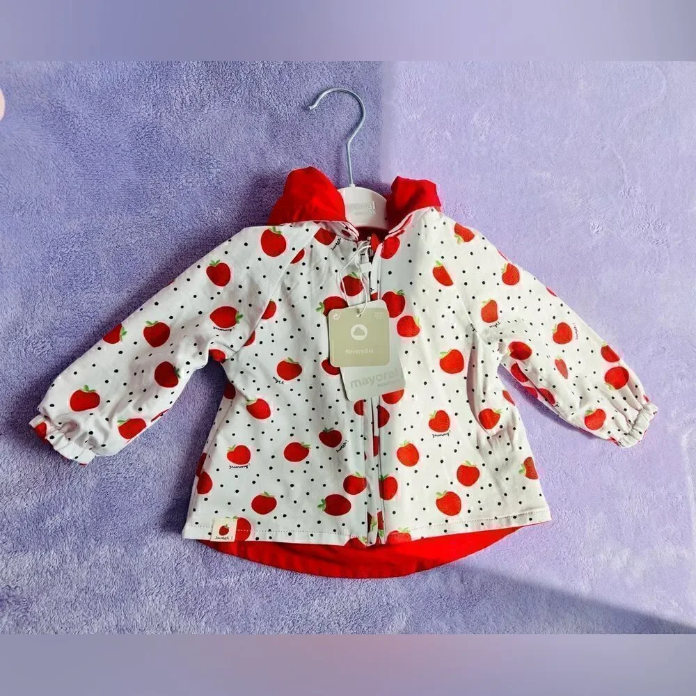 Mayoral New With Tags Strawberry Reversible Windbreaker Jacket NWT Sz. 6-9 M